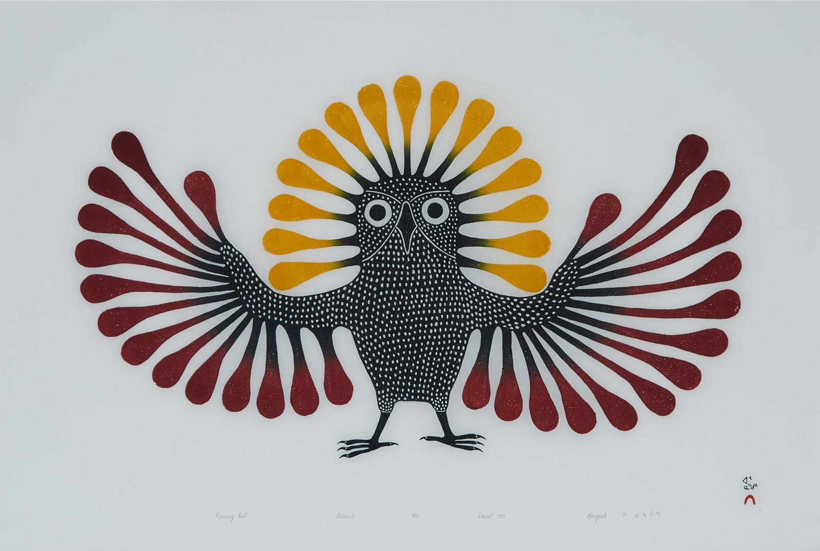 Kenojuak Ashevak (1927-2013) - Preening Owl
