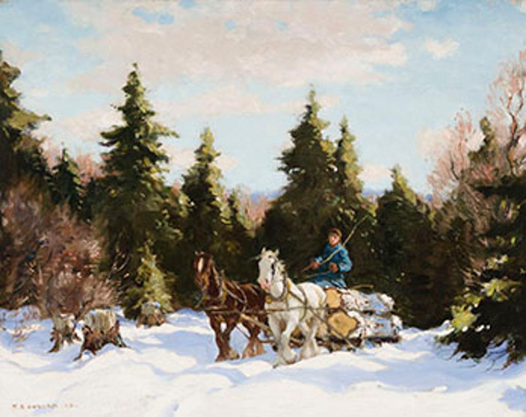 Frederick Simpson Coburn (1871-1960) - A Team of Horses Hauling Logs