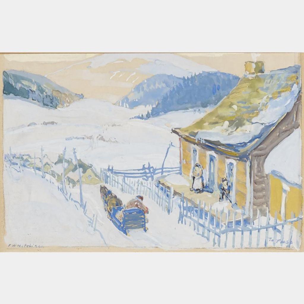 Frederick William Hutchison (1871-1953) - Horse, Sleigh And Habitant House, Winter