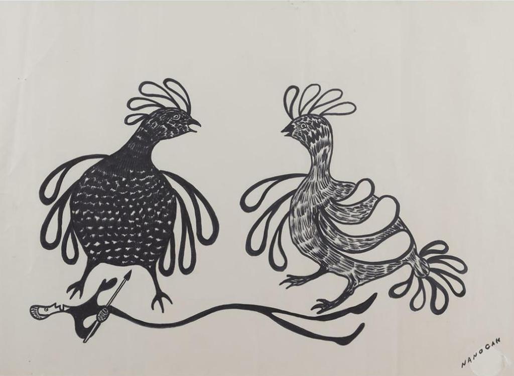 Agnes Nanogak (1925-2001) - Untitled (Birds And Hunter)
