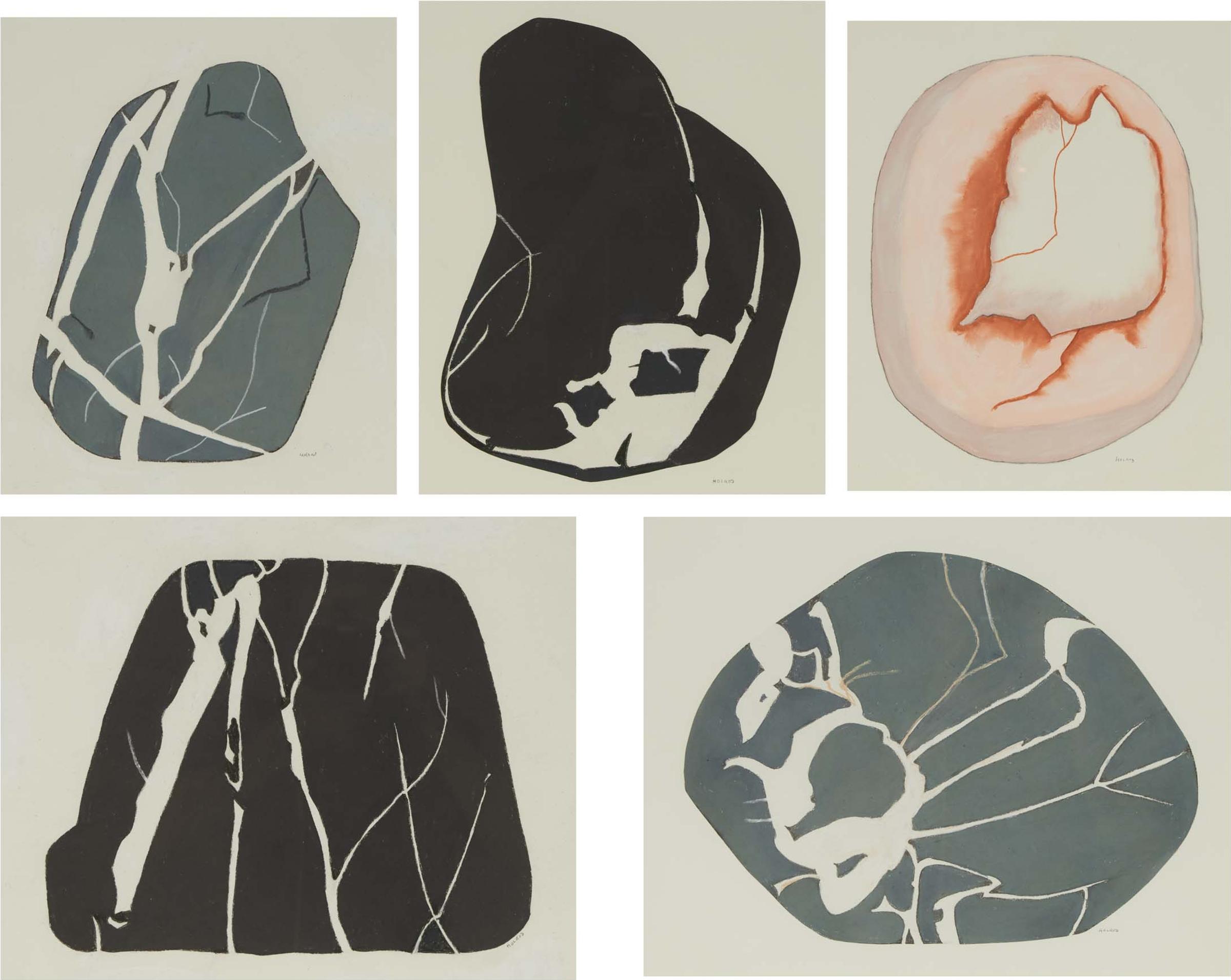 Audrey Holrod (1926-2010) - BEACH PEBBLE #3, #4, #6, #8, AND #10