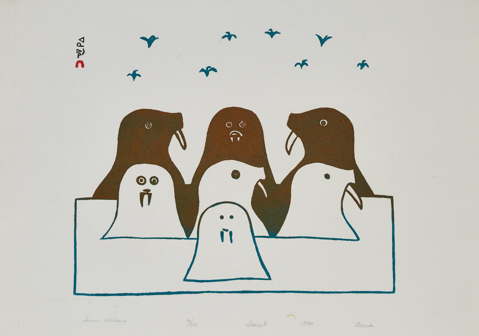 Anna Kingwatsiak (1911-1971) - Seven Walrus