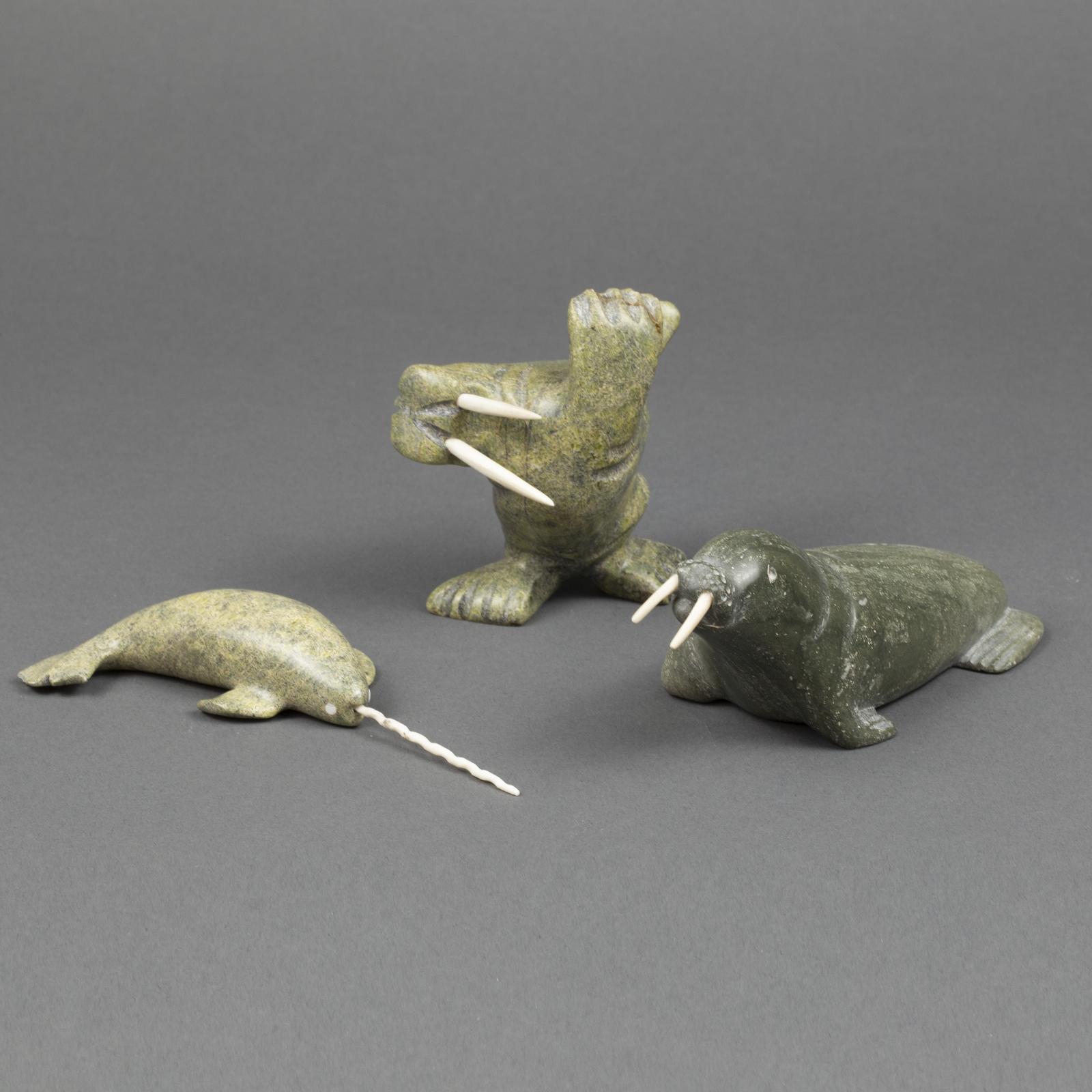 William Pigalak (1933) - Two Walruses, Narwhal