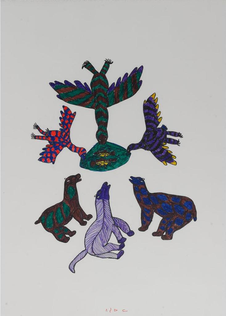 Pitseolak Ashoona (1904-1983) - Untitled (Birds And Bears)