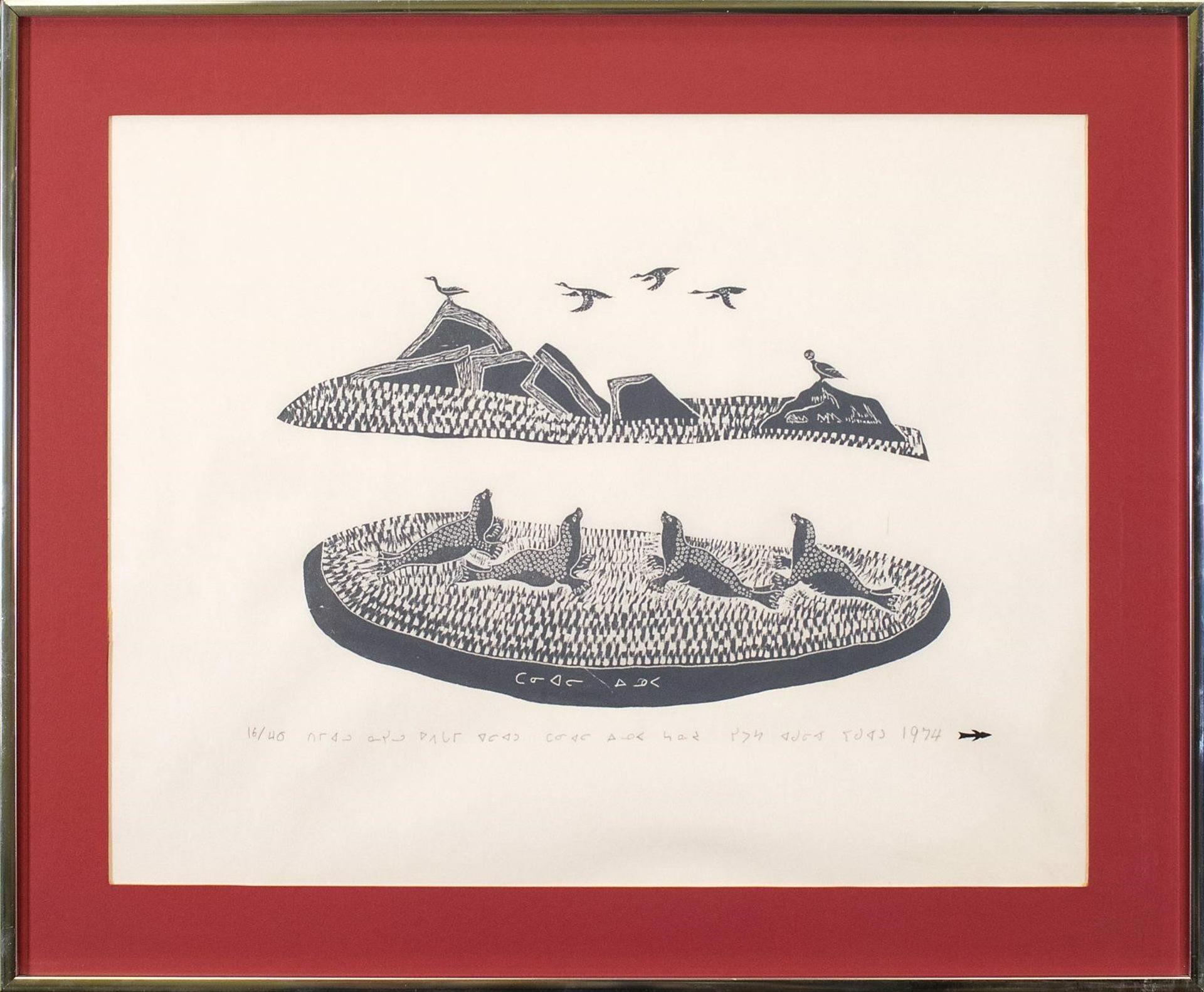 Daniel Inukpuk (1942-2015) - Birds and Seals in the Spring Time; 1974; ed. #16/40