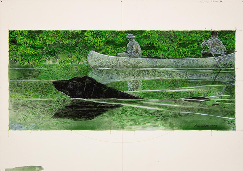 Alexander (Alex) Colville (1920-2013) - Study for Swimming Dog and Canoe