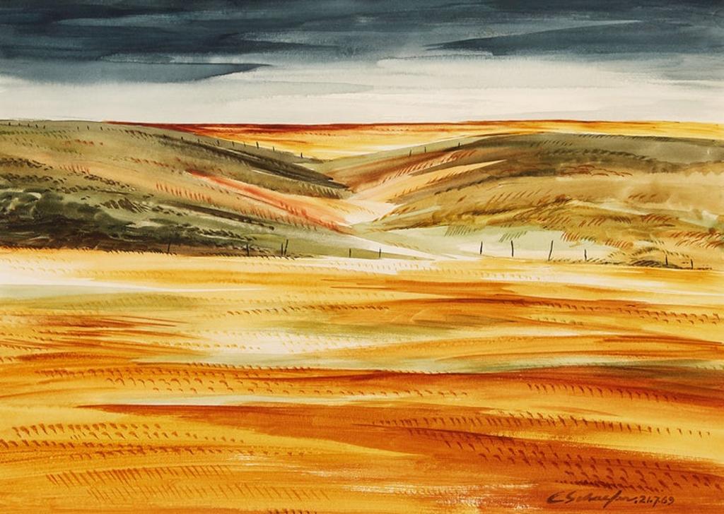 Carl Fellman Schaefer (1903-1995) - Wheat Field and Hill, Waterloo County