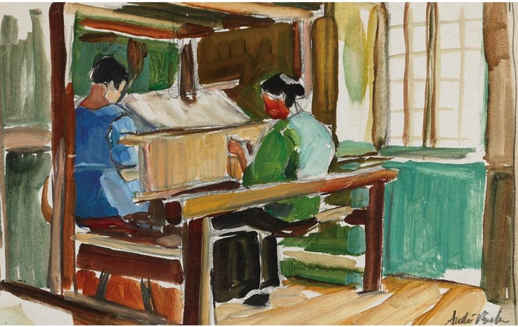 Andre Charles Bieler (1896-1989) - La Fileuse (Setting Up The Loom: Mme Blouin)