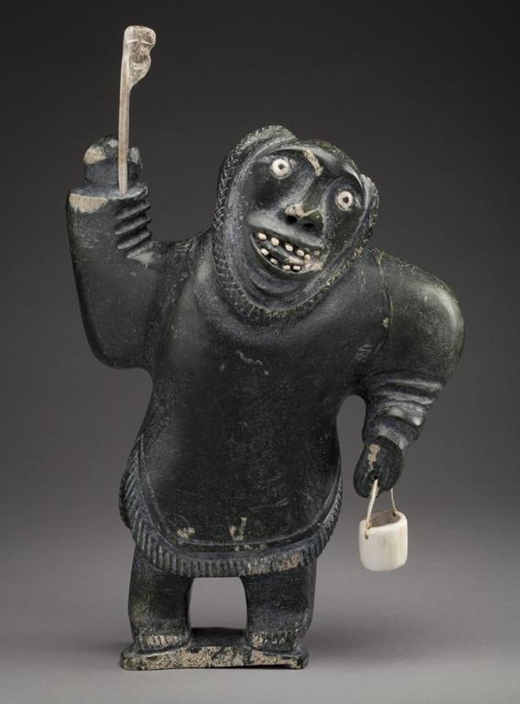 Samuel Nahaulaituq (1923-1999) - Woman with Water Pail and Spirit Scoop 1996