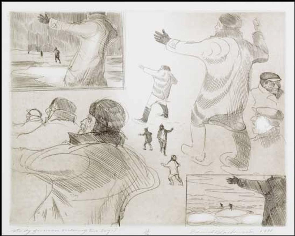 David Lloyd Blackwood (1941-2022) - Study for Man Warning Two Boys I