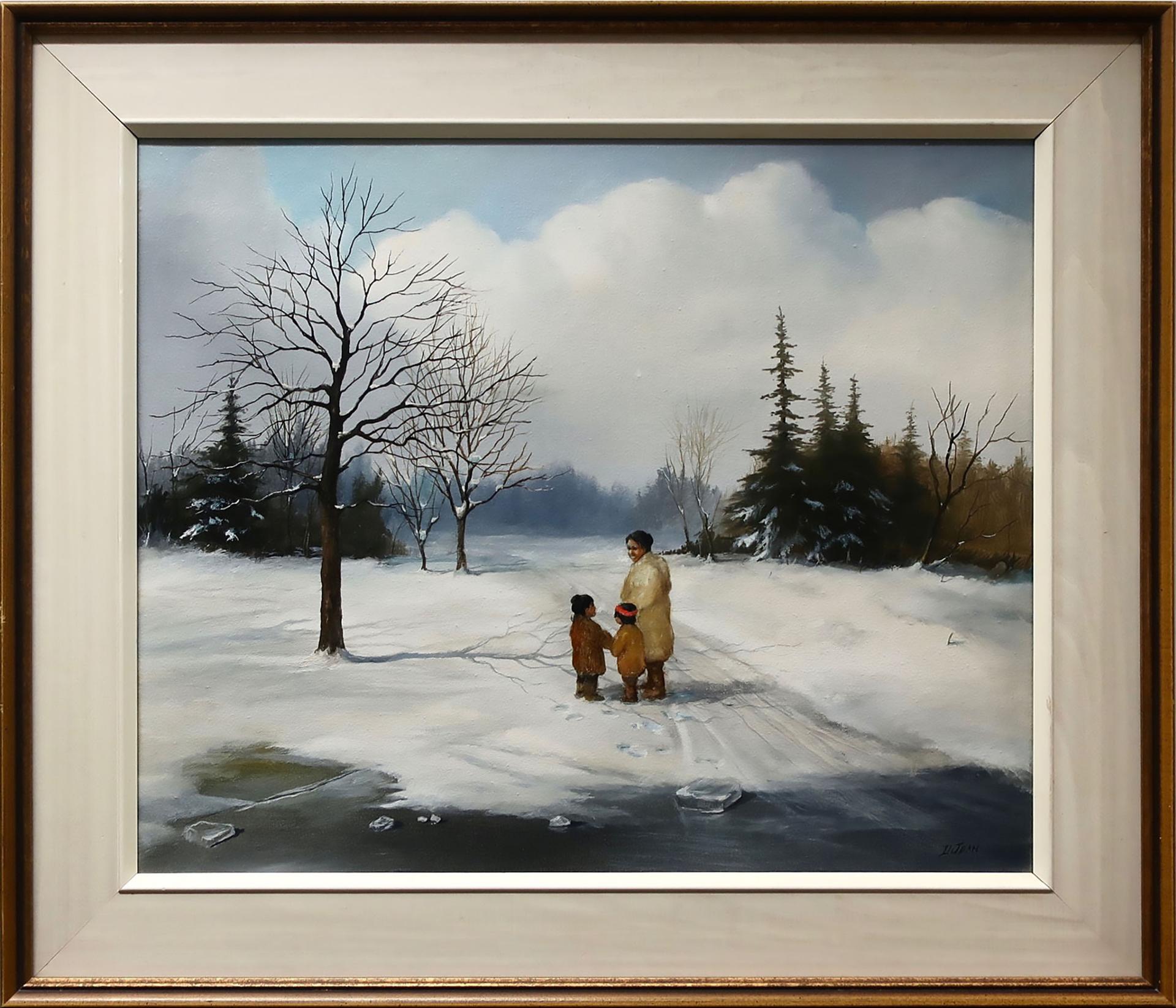 David Jean (1938) - Untitled (Mother With Children In Winter)