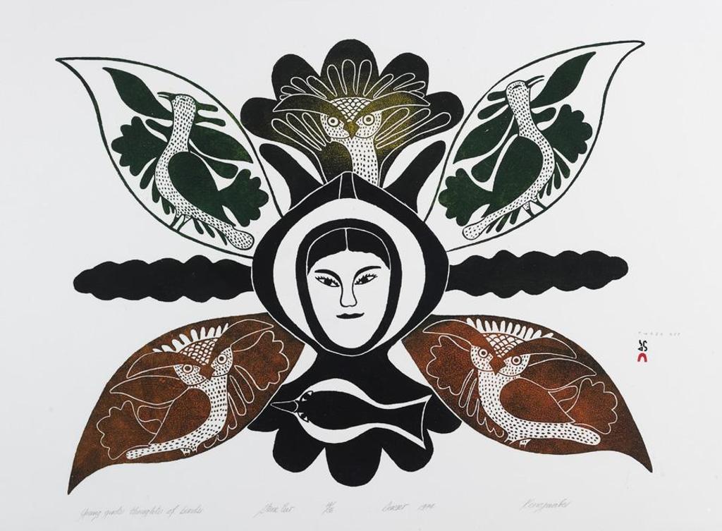 Kenojuak Ashevak (1927-2013) - Young Girl’S Thoughts Of Birds