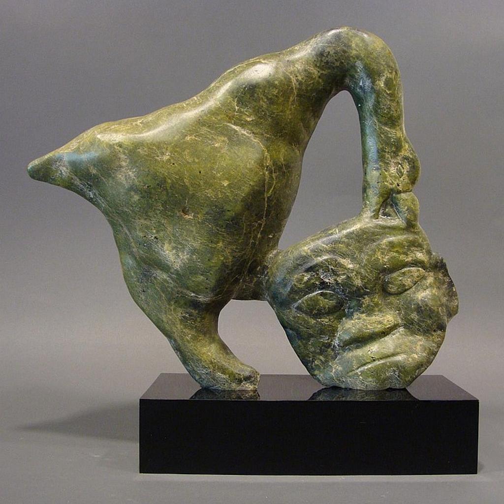 Aqjangajuk (Axangayu) Shaa (1937-2019) - a light green soapstone