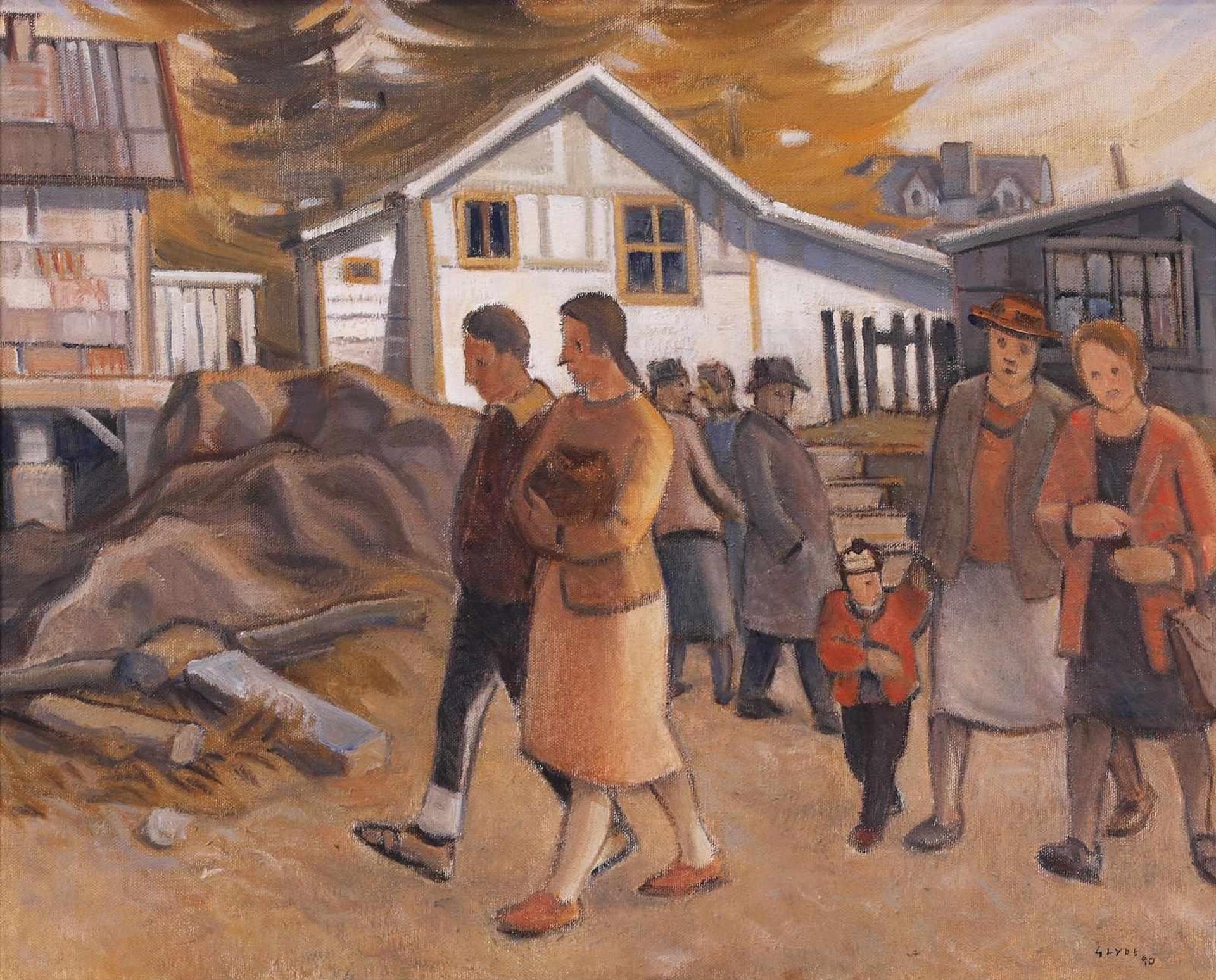 Henry George Glyde (1906-1998) - Cottages On The Seashore; 1990