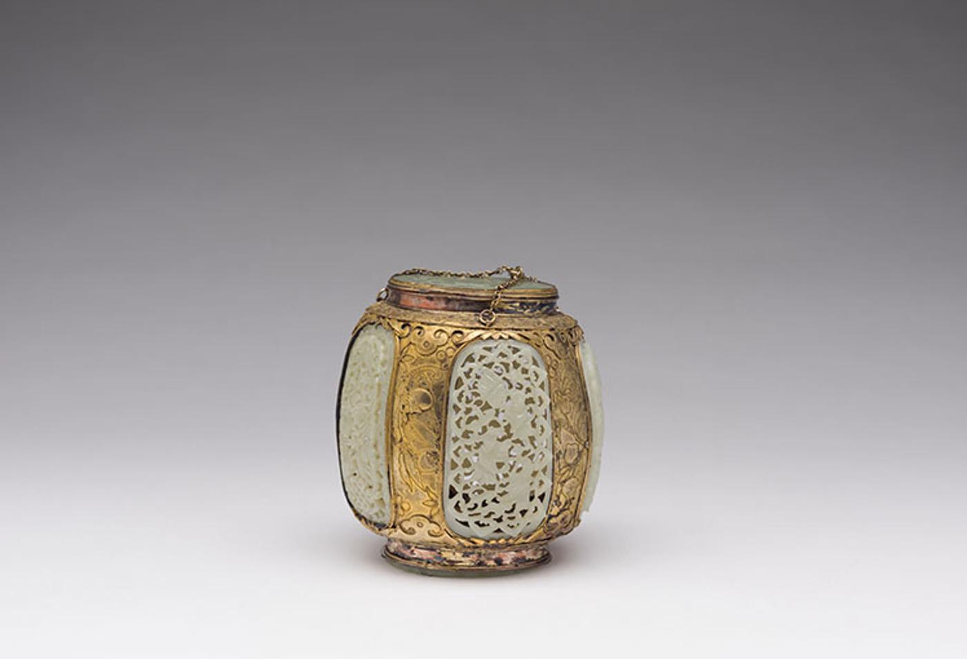 Chinese Art - A Chinese Brass Box with Jade Mounts, 19th Century