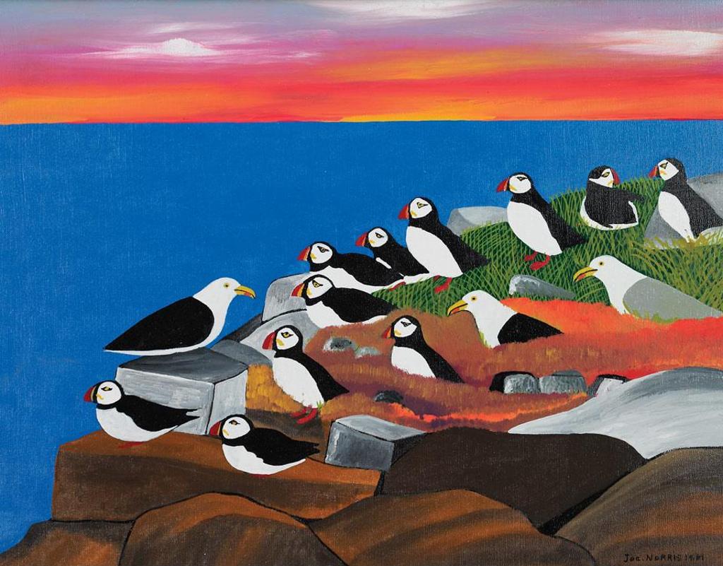 Joe Norris (1925-1996) - Gulls And Puffins
