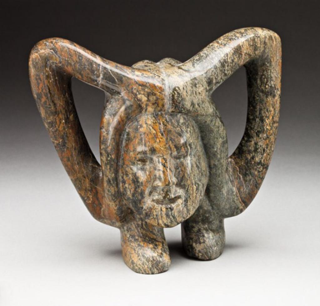 Qaqaq (Kaka) Ashoona (1928-1996) - Mottled green-brown stone