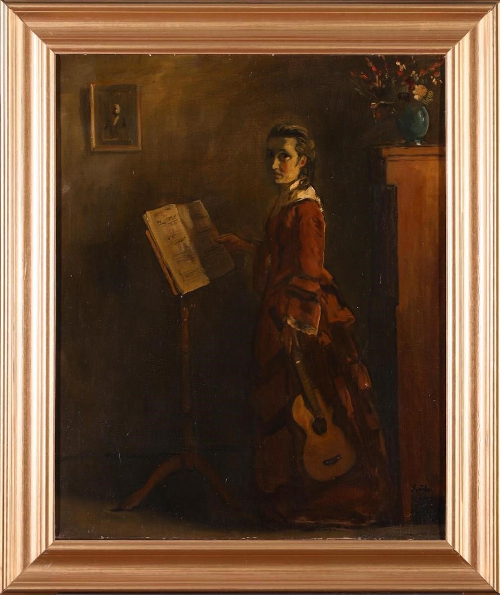 Peter Szule (1886-1944) - Untitled, Salon Scene with Guitar