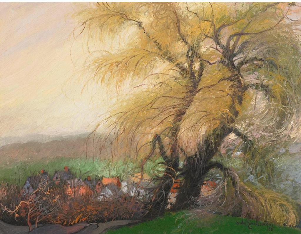 Andre L'archeveque (1923-2015) - Les Grands Saules Sous La Pluie