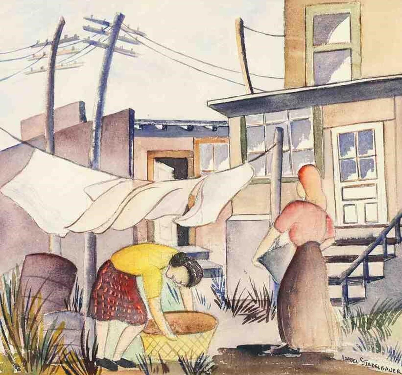 Isabel Stadelbauer (1909-2004) - Washday - Suburbs; 1946