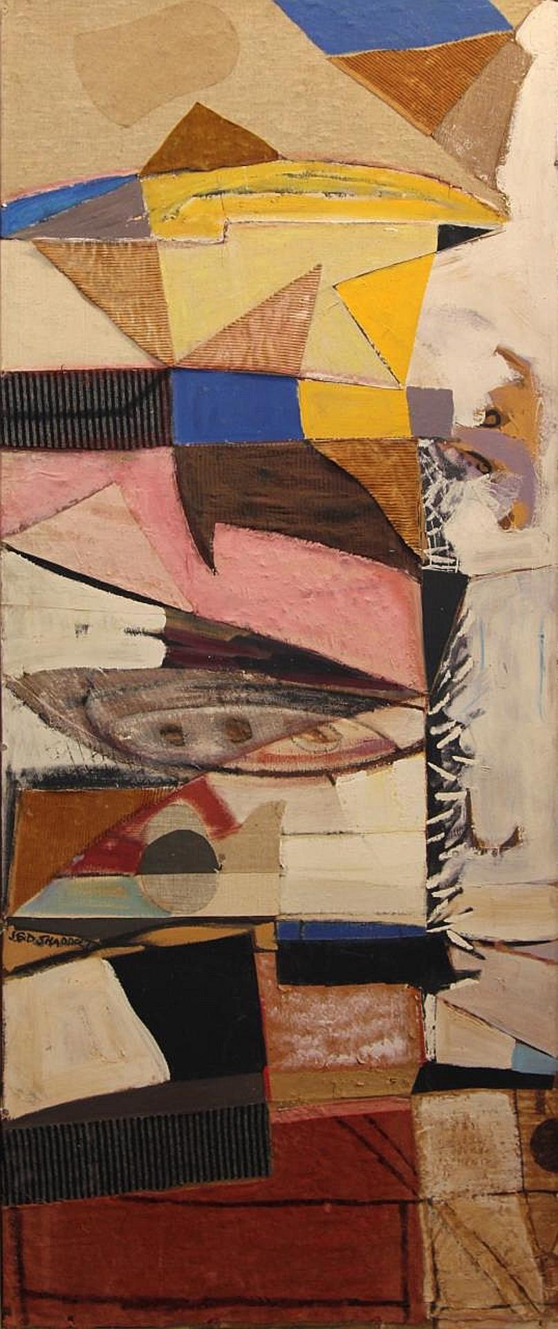 Jack Leaonard Shadbolt (1909-1998) - mixed media collage on board