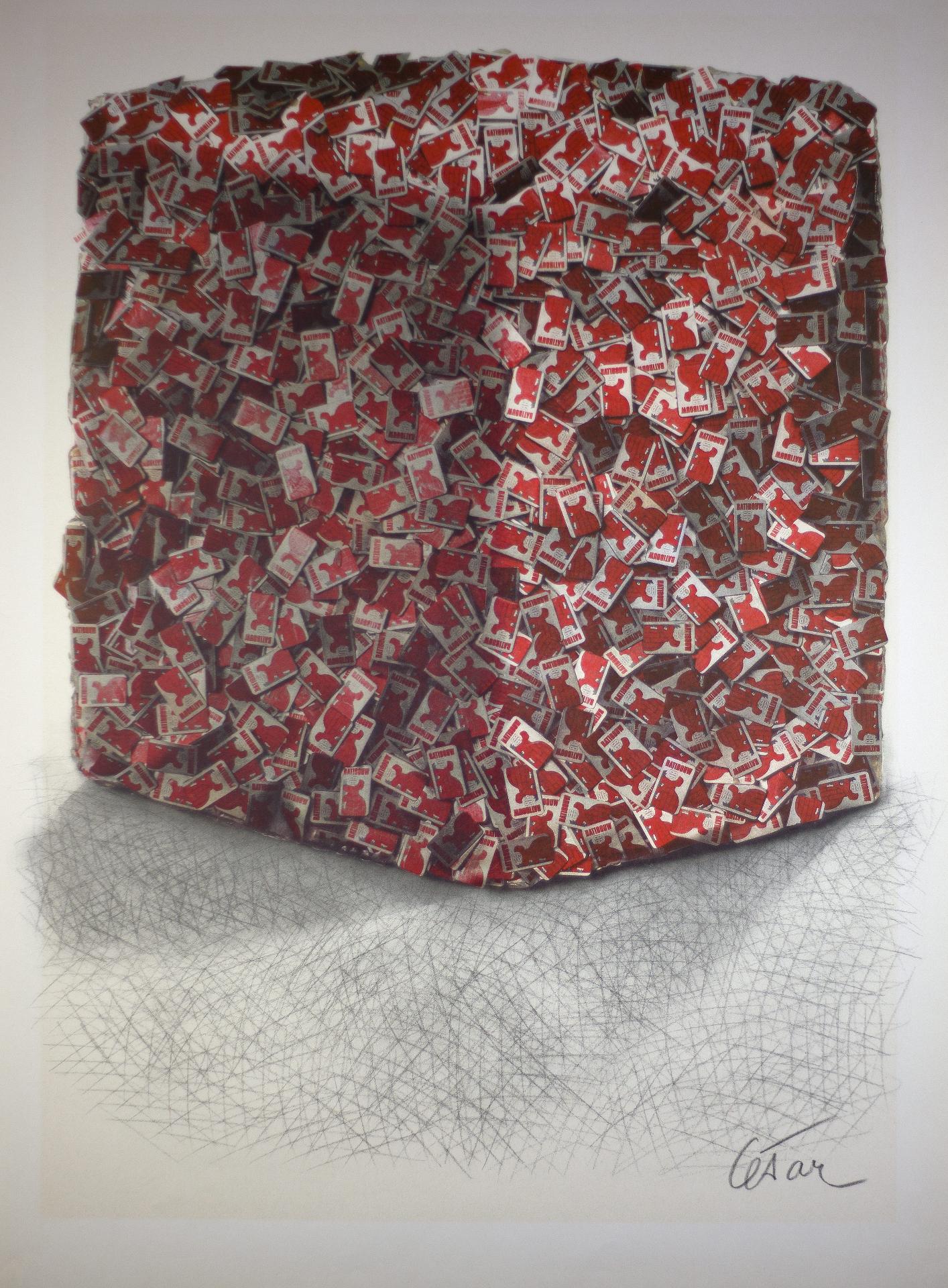 César Baldaccini (1921-1998) - Portrait de compression (badges Batibow), 1986