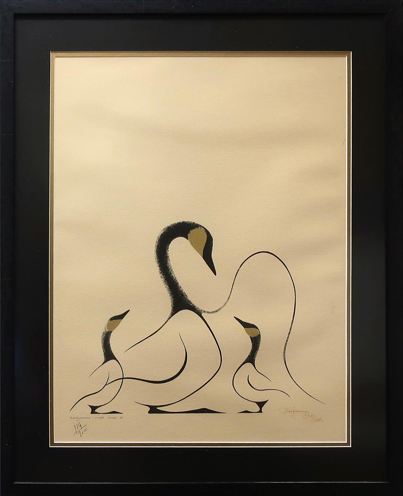 Benjamin Chee Chee (1944-1977) - Goose & Goslings