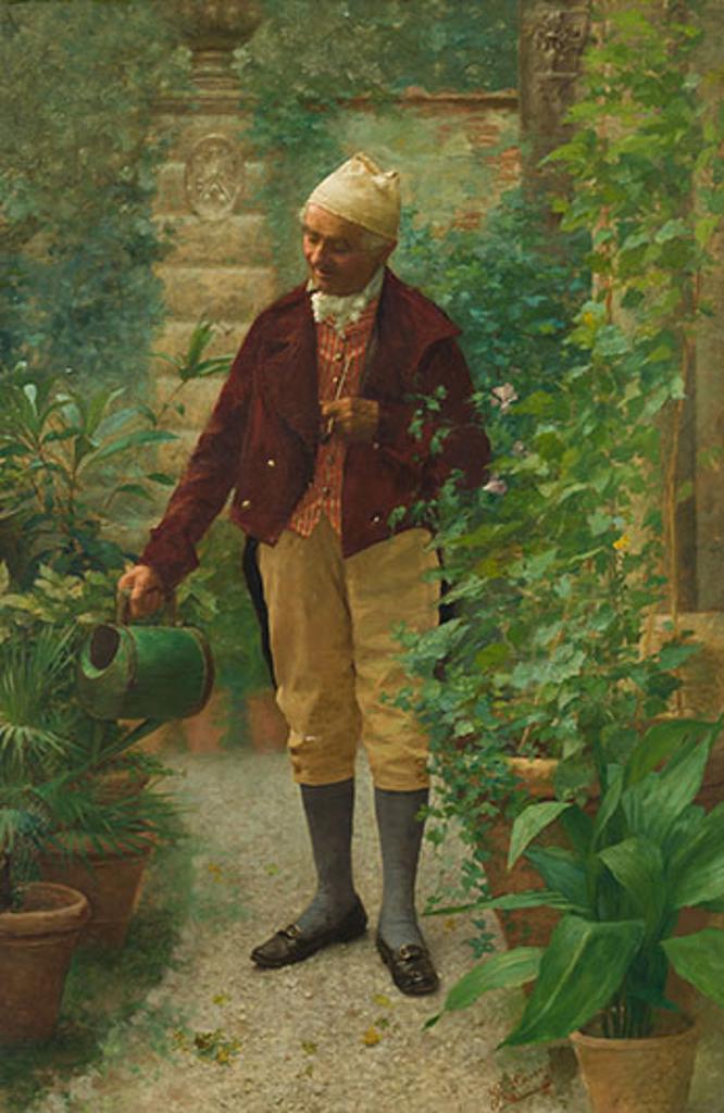 Giovanni Batista Torriglia (1857-1937) - Man Watering Garden
