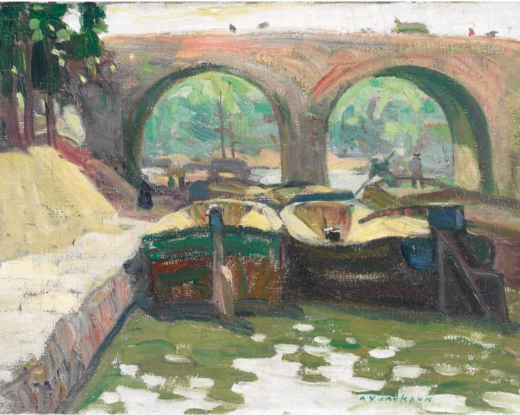 Alexander Young (A. Y.) Jackson (1882-1974) - Canal View With Barges