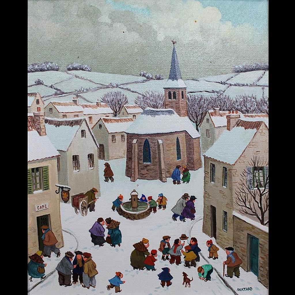 Jean Axatard (1931) - WINTER VILLAGE SCENE
