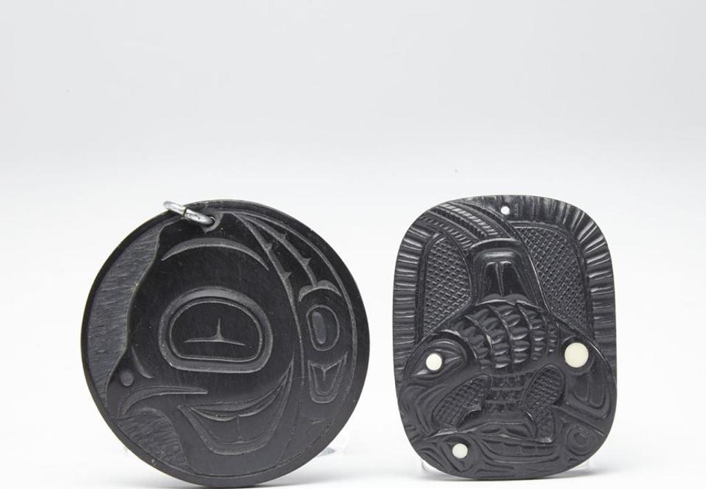 Glen Pollard (1957) - “Haida Eagle + Salmon”; Hawk (Two Pendants)