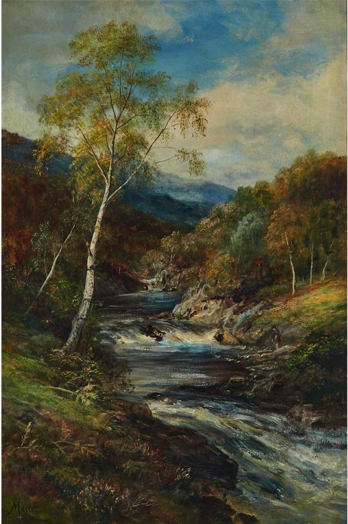 John MacWhirter (1839-1911) - Fisherman At A Highland Rapids