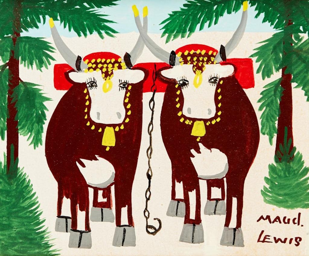 Maud Kathleen Lewis (1903-1970) - Oxen in Winter
