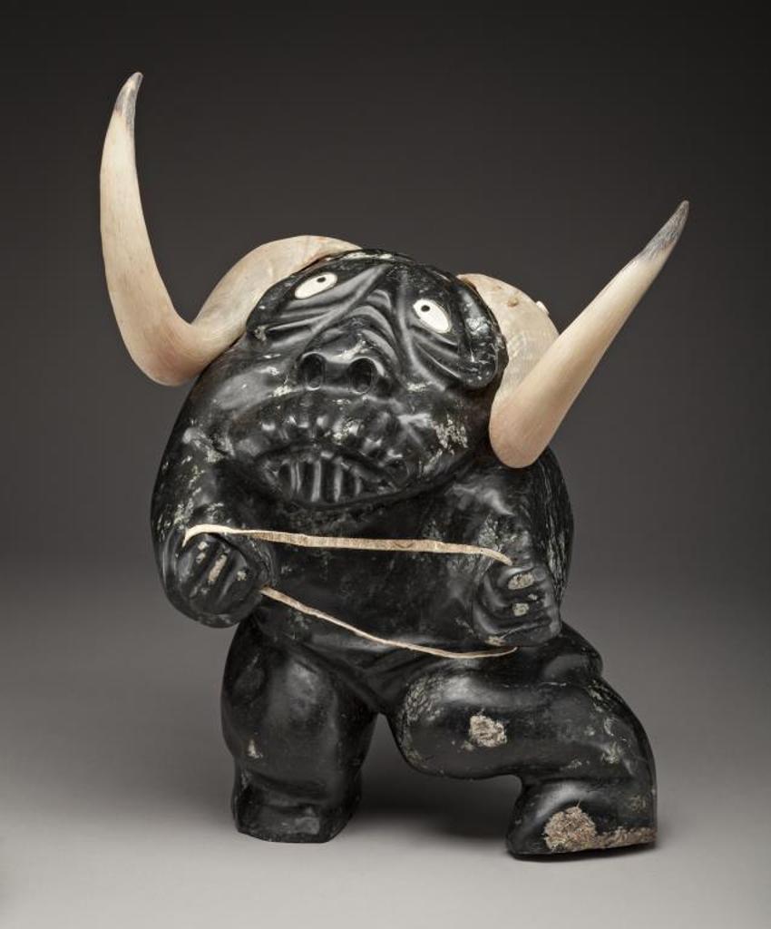 Uriash Puqiqnak (1946) - Muskox Shaman, c. early-mid 1990s, stone, muskox horn, antler