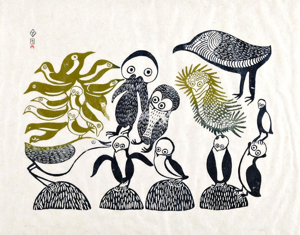Lucy Qinnuayuak (1915-1982) - Family Of Birds