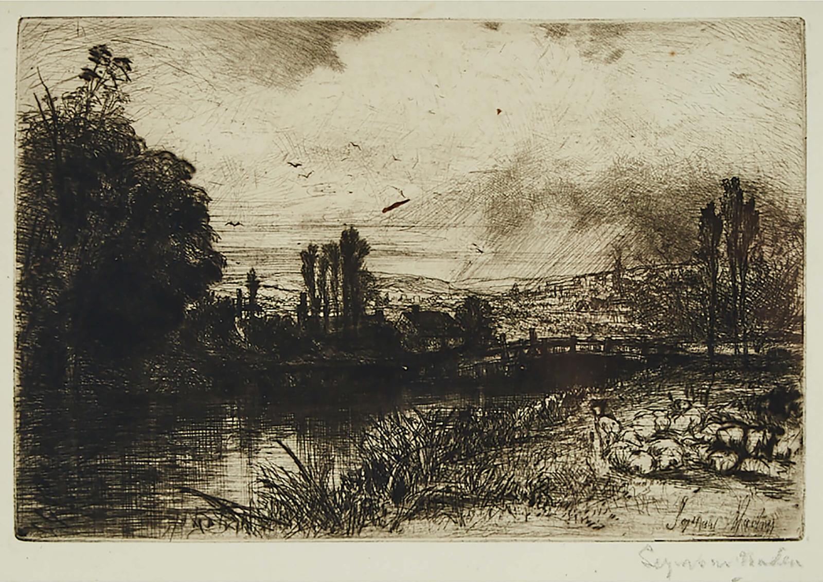 Francis Seymour Haden (1818-1910) - On The Test (Le Crepuscle), 1859 [schneiderman, 24]