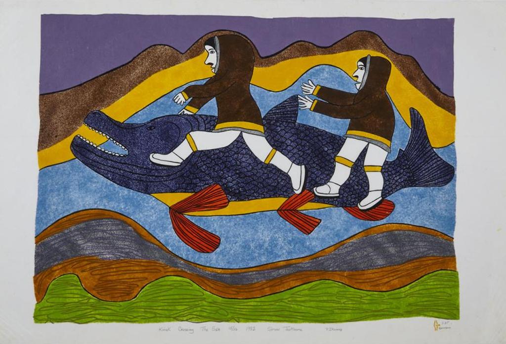 Simon Tookoome (1934-2010) - Kiviuk Crossing The River