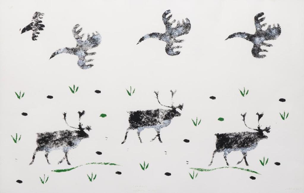 Louisa Okutak - Caribous Walking in the Wilderness
