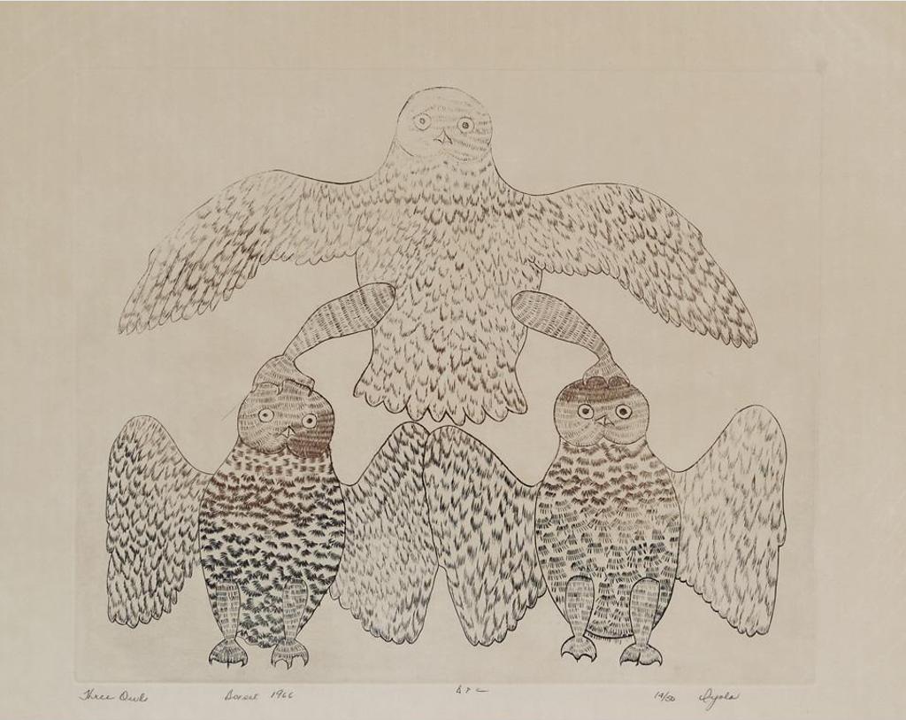 Iyola Kingwatsiak (1933-2000) - Three Owls