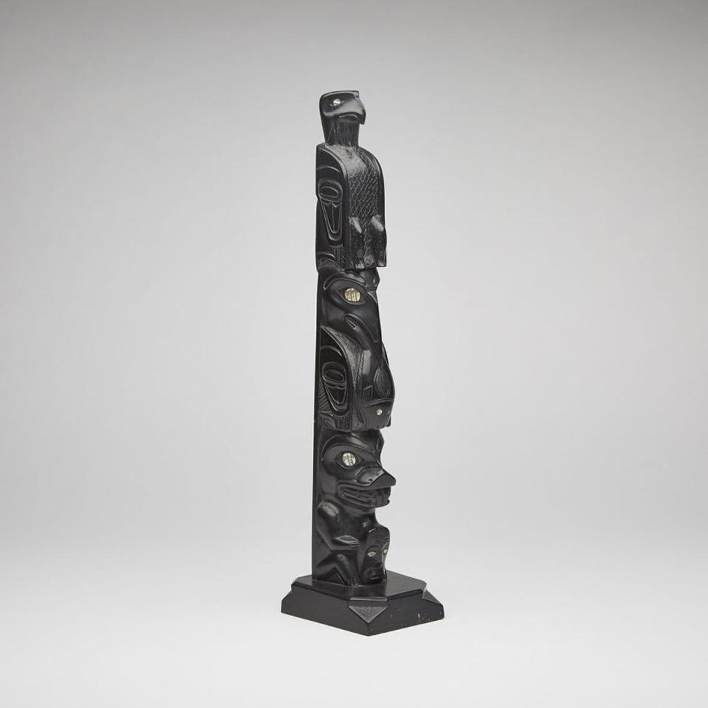 Rufus Moody (1923-1998) - Totem Decorated With A Human Face, Beaver, Raven With Halibut, And An Eagle