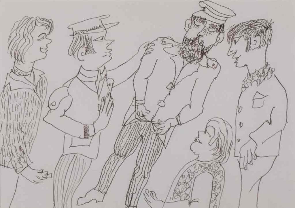 Fred Yates (1922-2008) - Untitled (Group of Figures Conversing)
