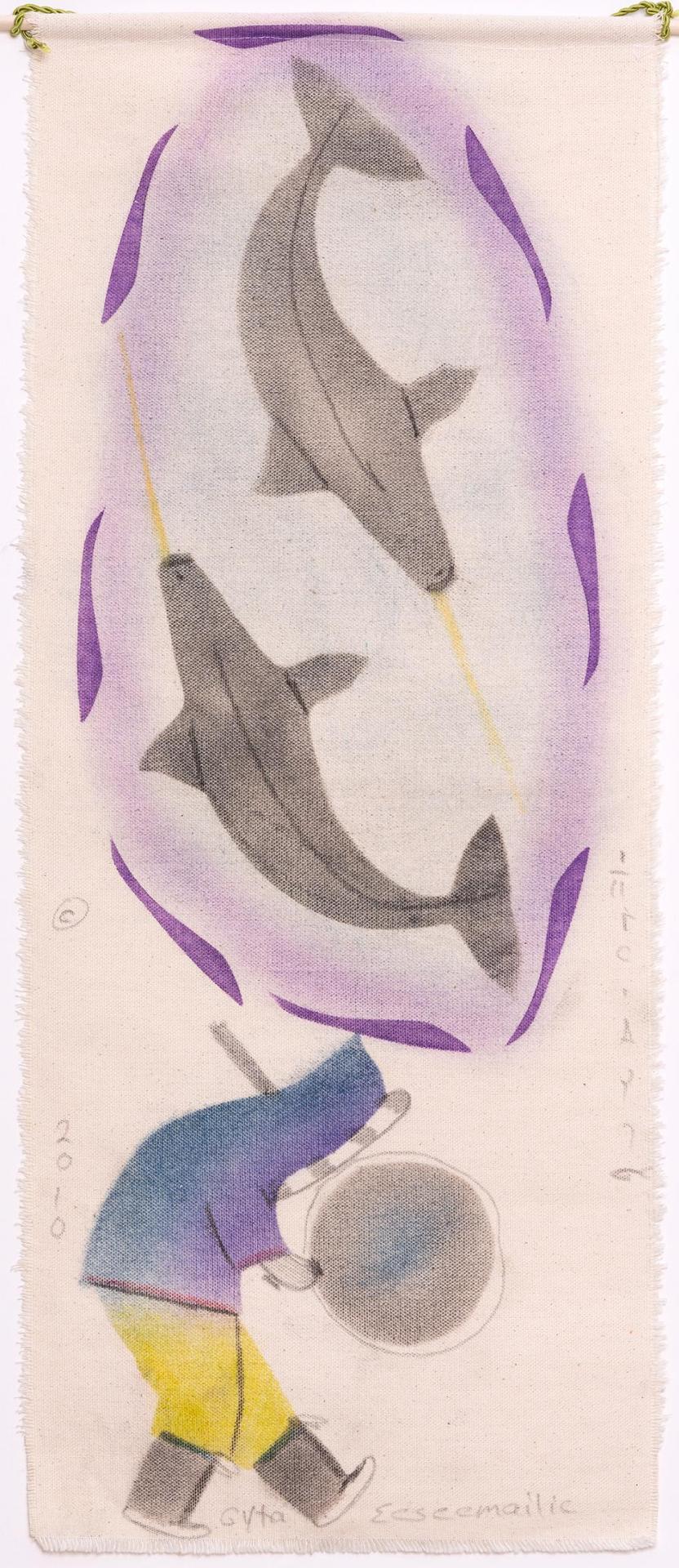 Gyta Eeseemailee (1955) - Untitled - Narwhals and Drummer