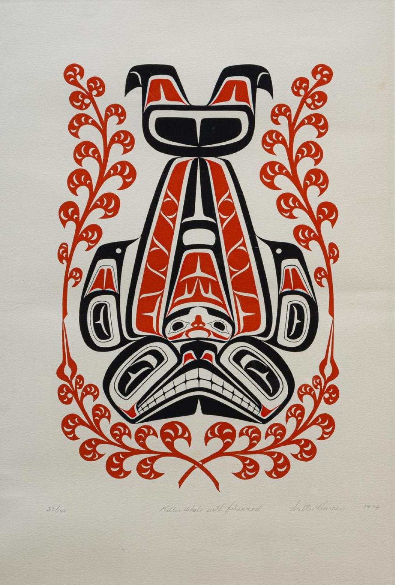 Walter Harris (1931-2009) - Killer Whale and Fireweed