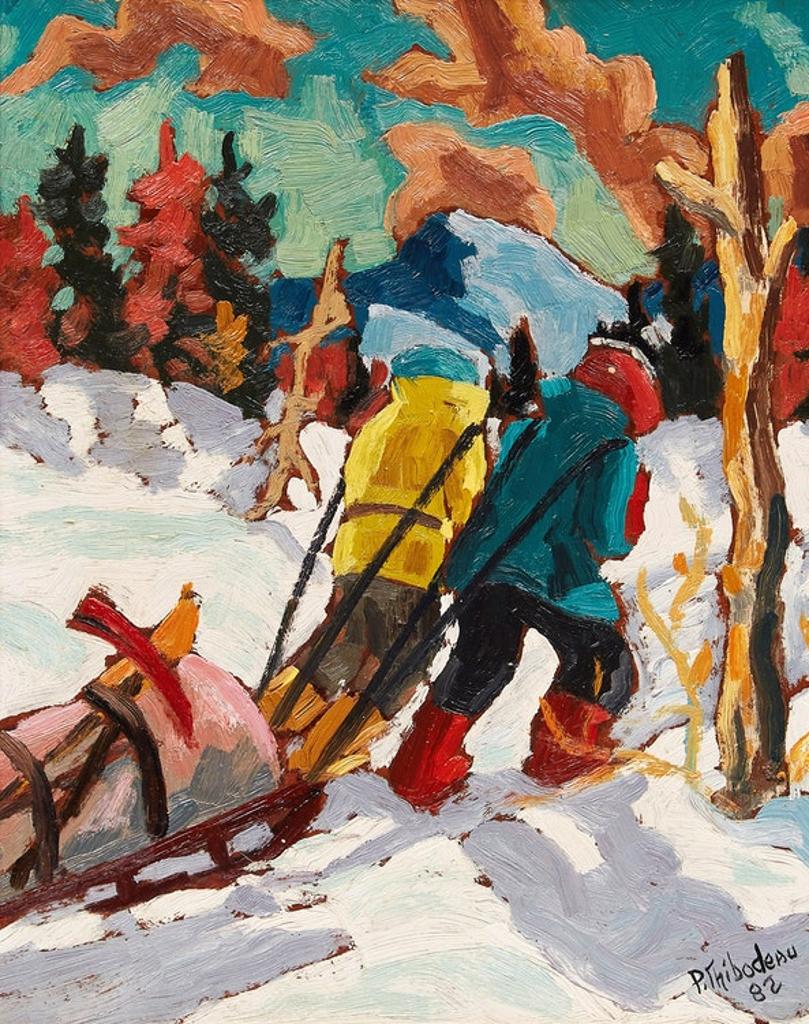 Pauline Thiboudeau Paquin (1952) - Hauling a Heavy Sled