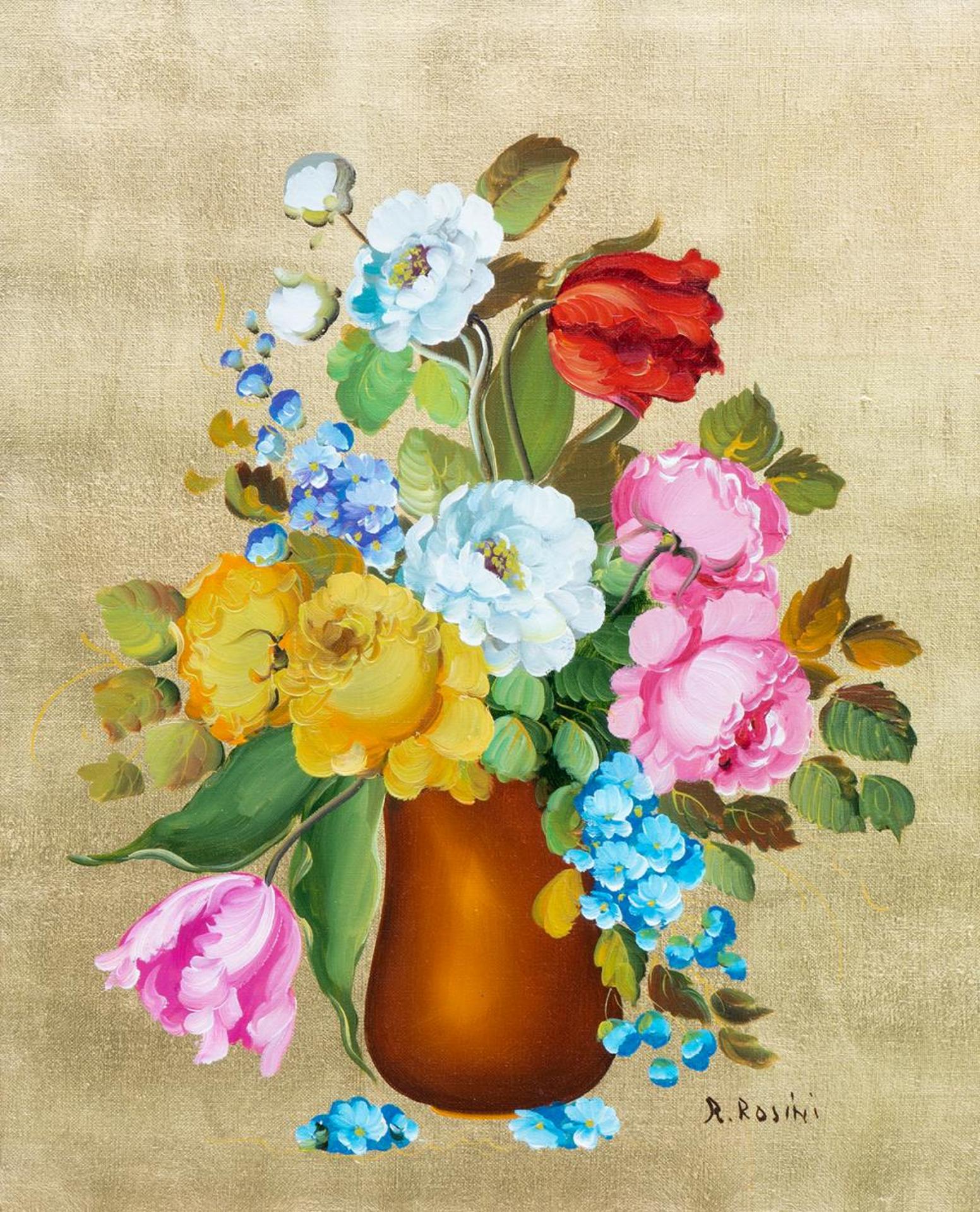 R. Rosini (1924) - Untitled - Flowers in a Bronze Vase