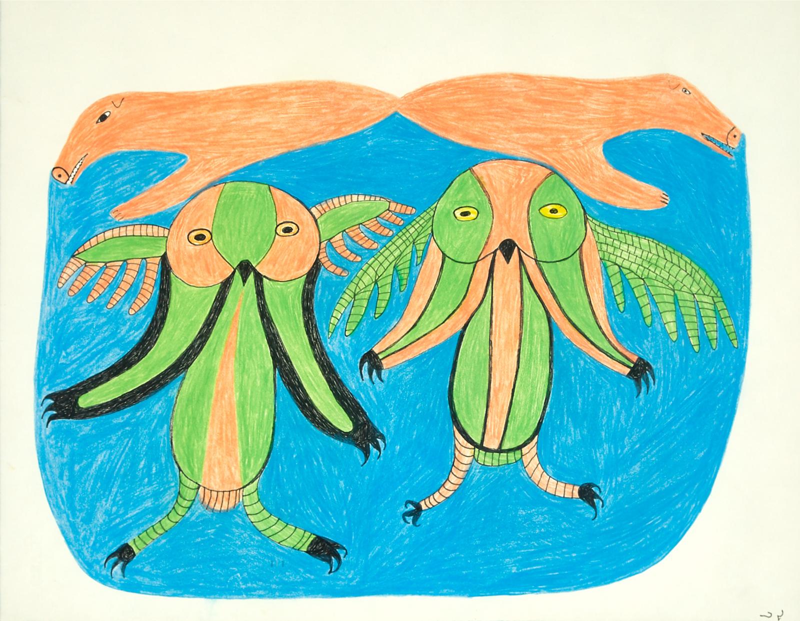 Lucy Qinnuayuak (1915-1982) - Owls And Bears
