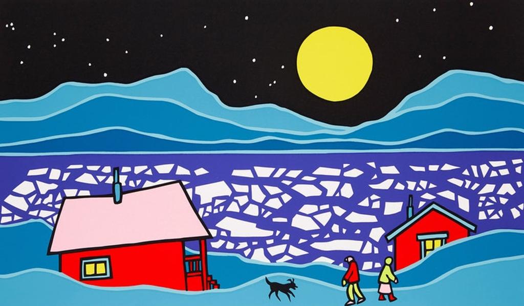 Ted Harrison (1926-2015) - Ice Moon; Hockey Game