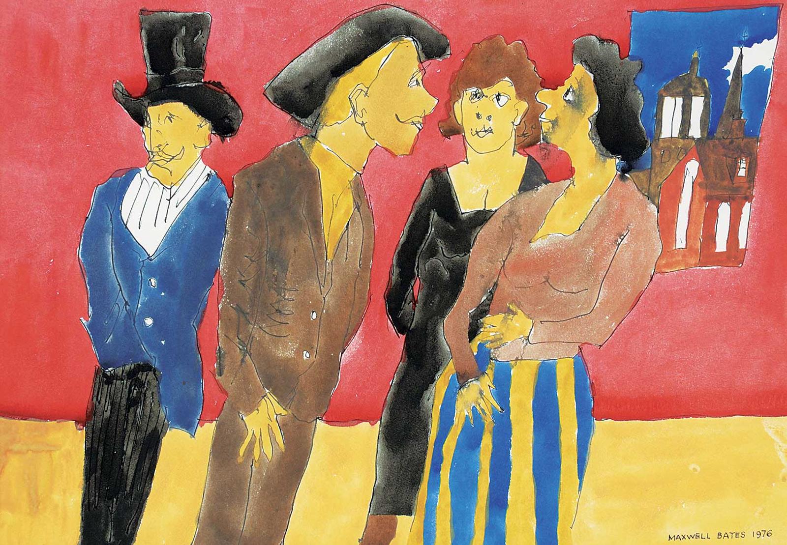 Maxwell Bennett Bates (1906-1980) - Untitled - Conversation in the Gallery