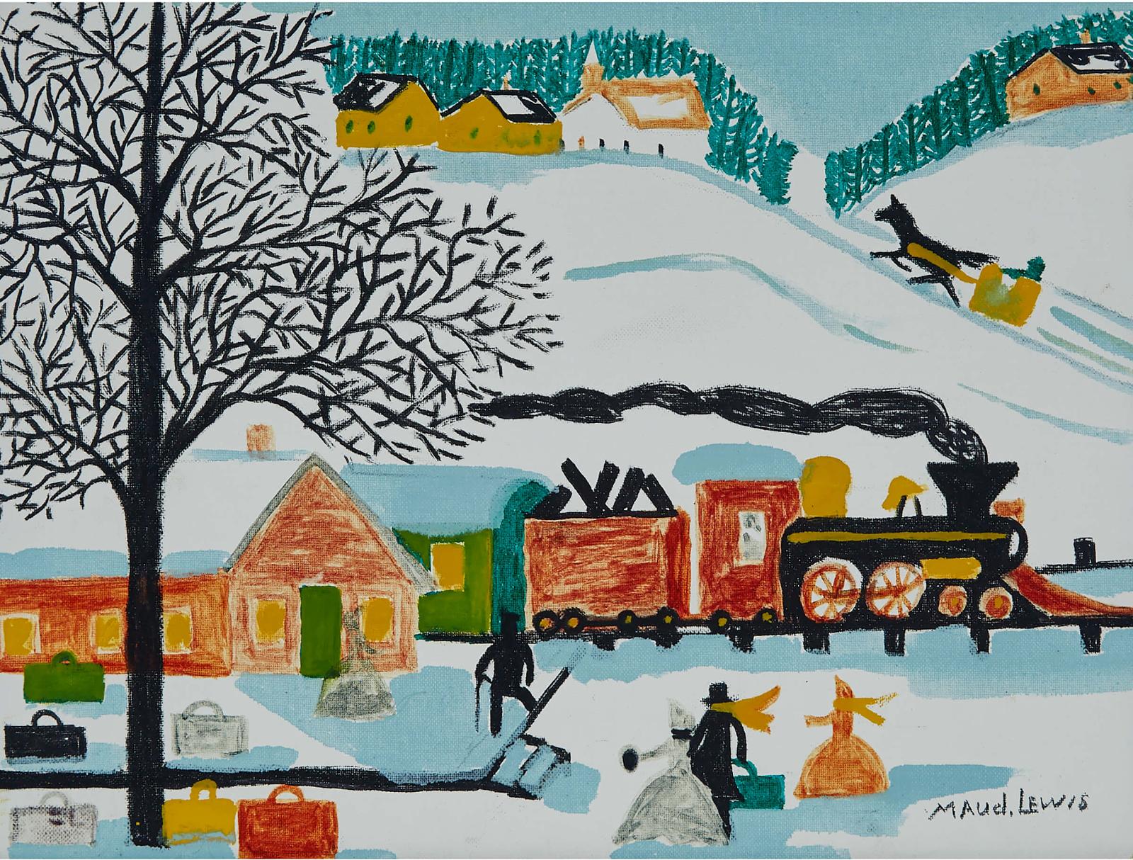 Maud Kathleen Lewis (1903-1970) - Train Station, Winter
