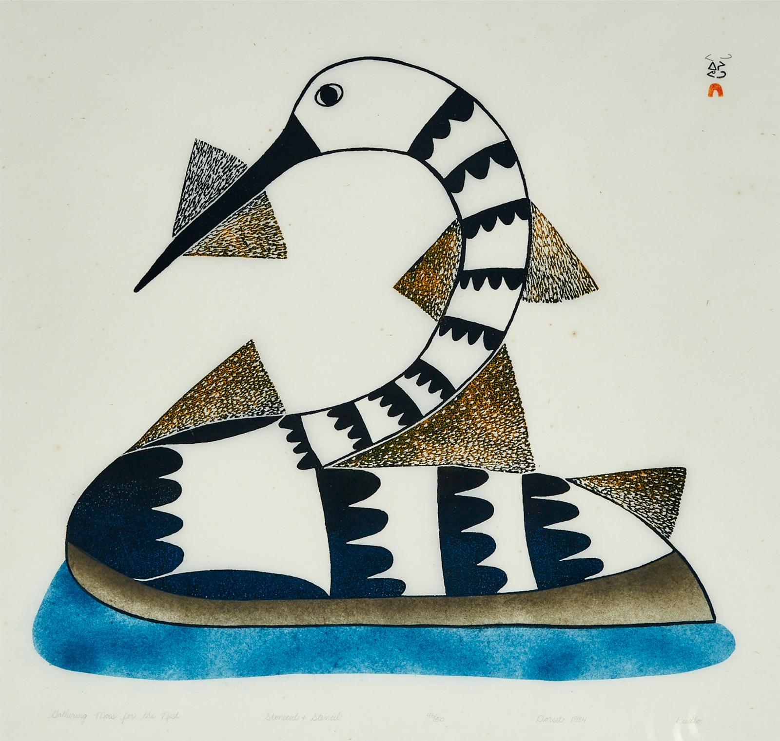 Pudlo Pudlat (1916-1992) - Gathering Moss For Nest
